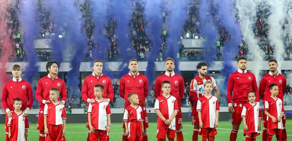 FK Crvena Zvezda players during match ceremony