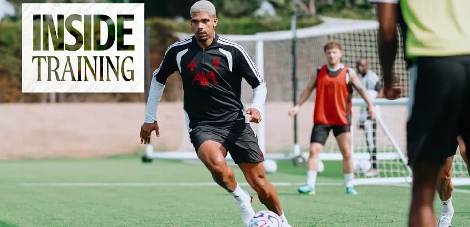 Player dribbling soccer ball during training session