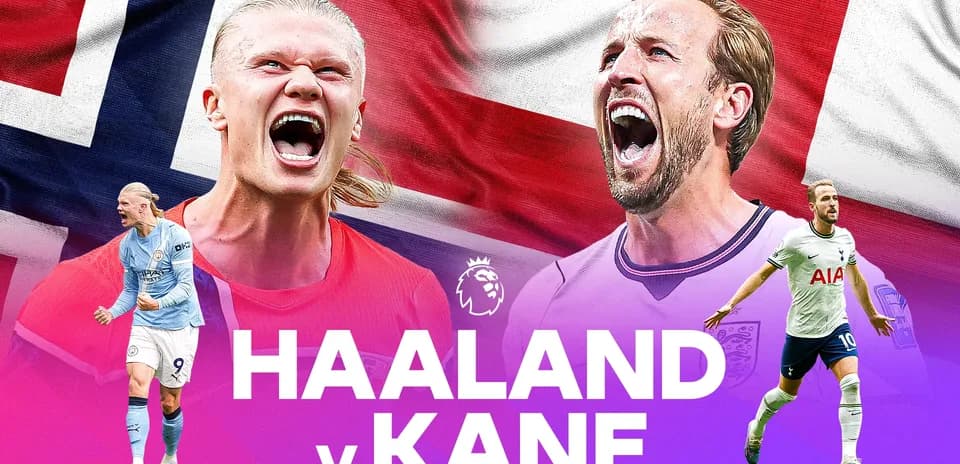 Erling Haaland and Harry Kane facing off in graphics