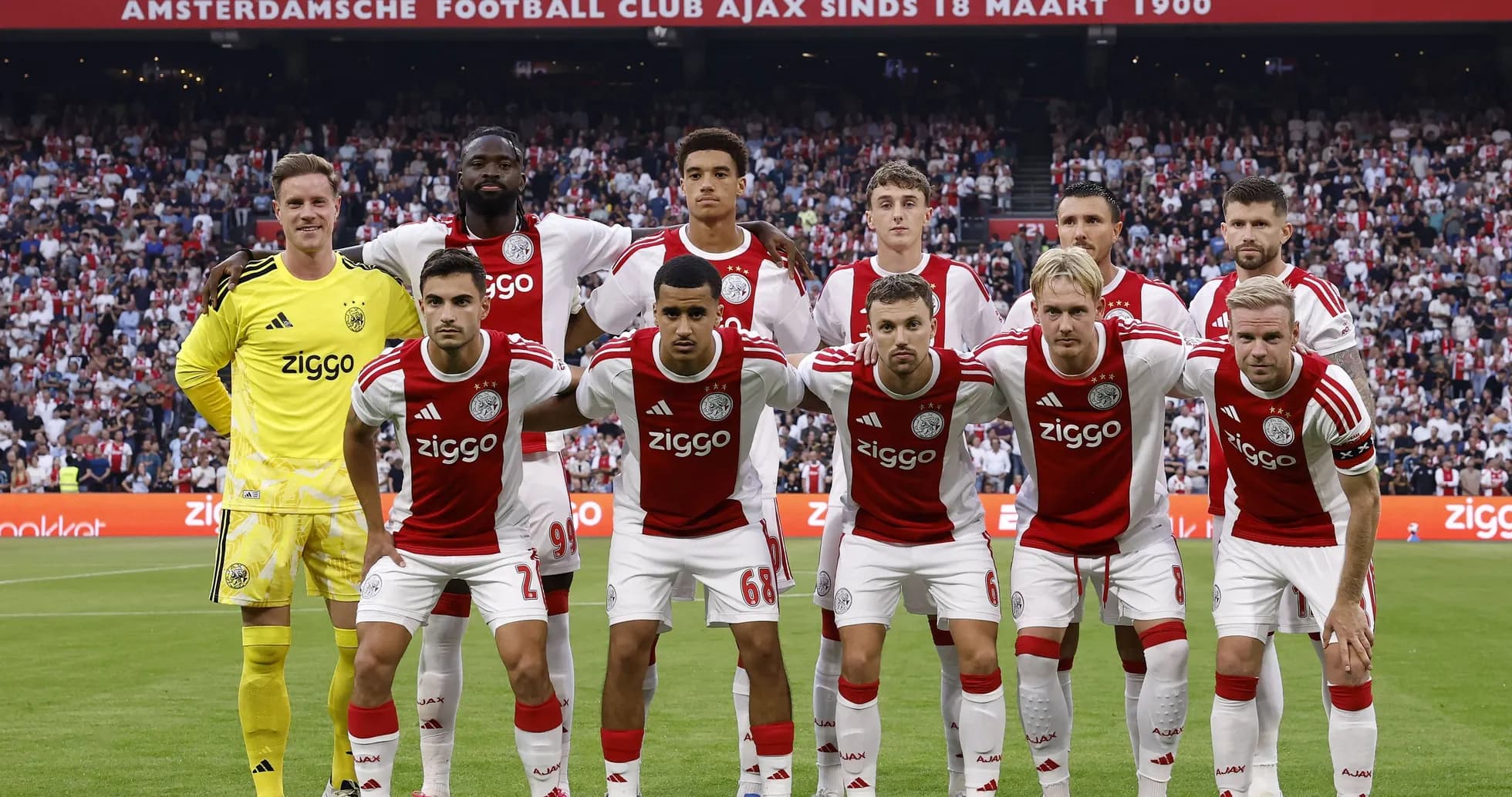 Ajax team posing for photo before the match