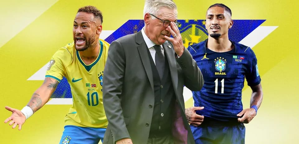 Neymar and coach with player in Brazil jerseys