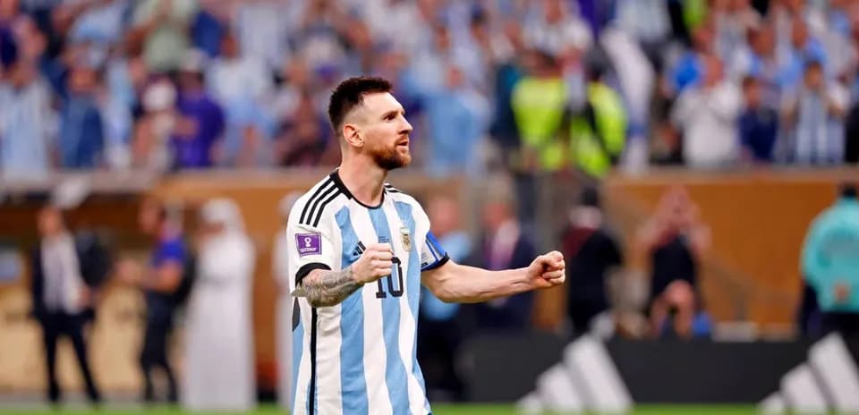 Lionel Messi celebrating during a match for Argentina