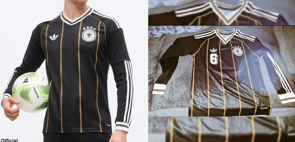 Black Germany football jersey with striped design