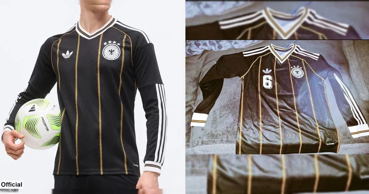Black Germany football jersey with striped design
