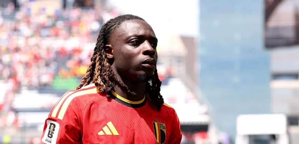 Player in Belgium kit during match warm-up