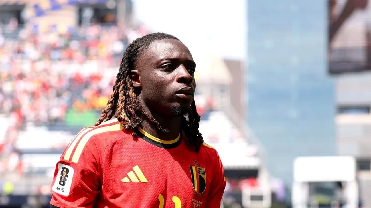 Player in Belgium kit during match warm-up