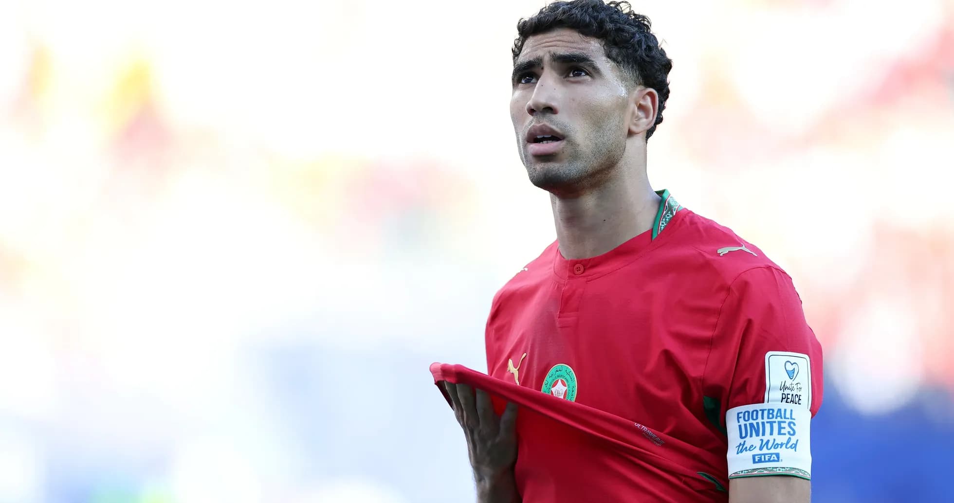 Moroccan player looking up during match