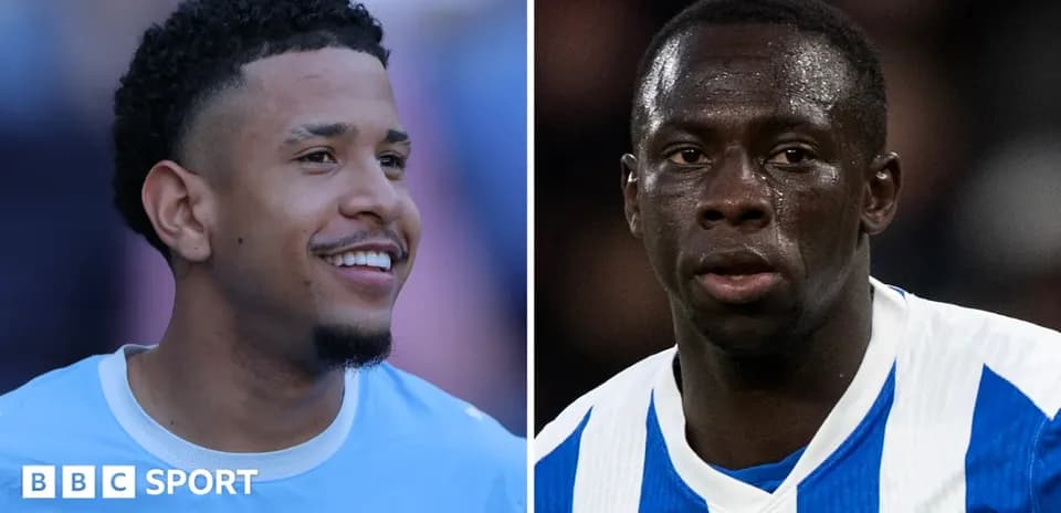 Two football players posing for a split image