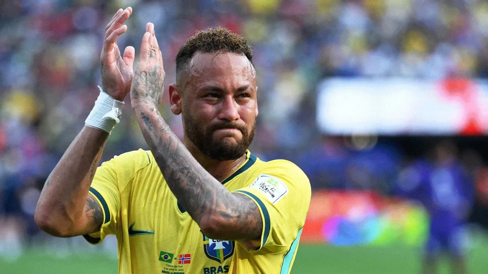Neymar applauding fans after a match