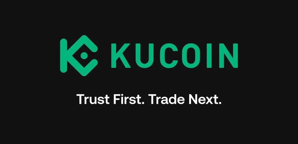 KuCoin logo with tagline 'Trust First. Trade Next.'