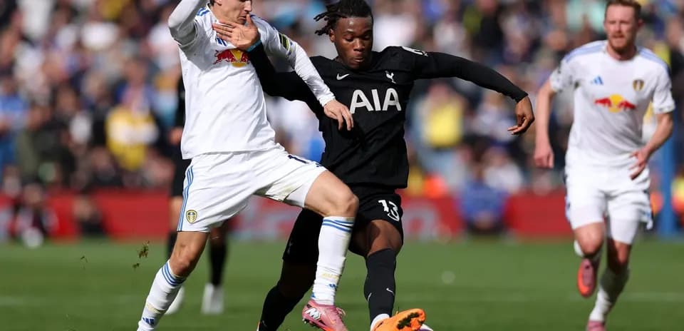 Player tackling during Tottenham vs Leeds match