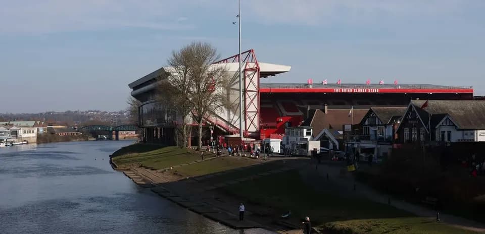 The City Ground stadium beside a river