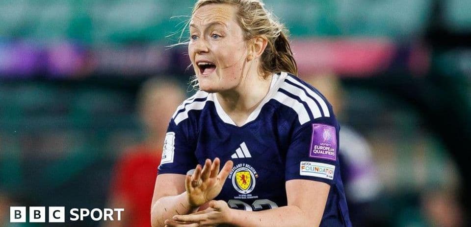 Player gesturing during UEFA women's qualifier match