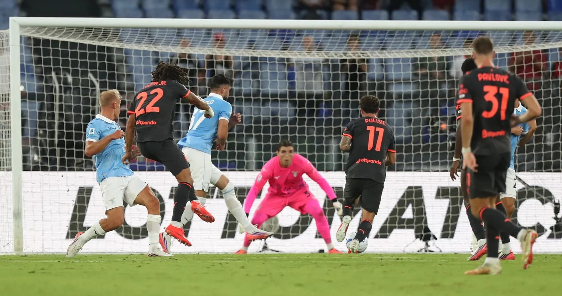 Lazio player attempting a shot on goal