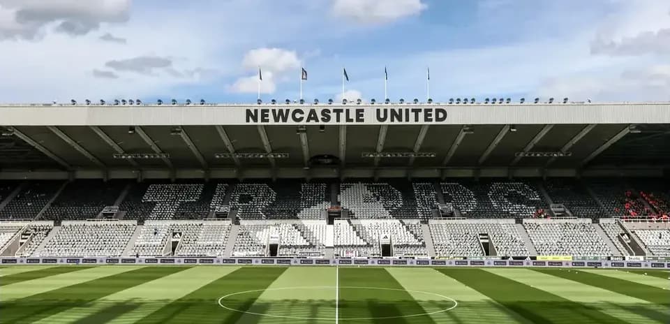 Newcastle United stadium with empty seating and pitch