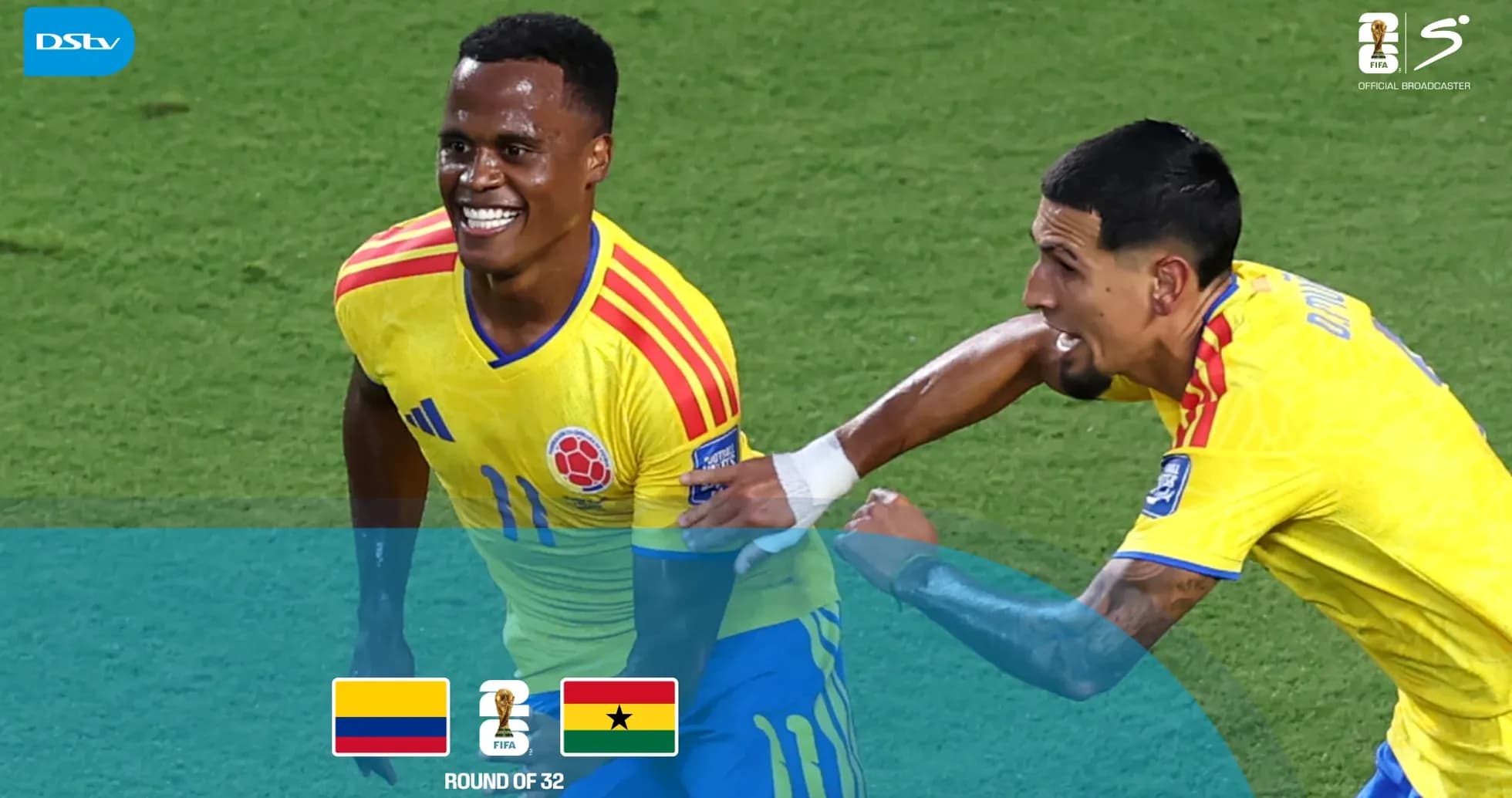 Colombian players celebrating a goal during match