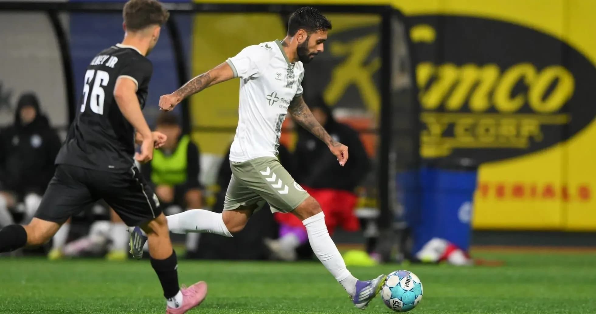 Player kicking ball during NY Cosmos match