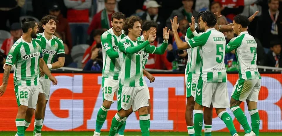 Real Betis players celebrating a goal during match