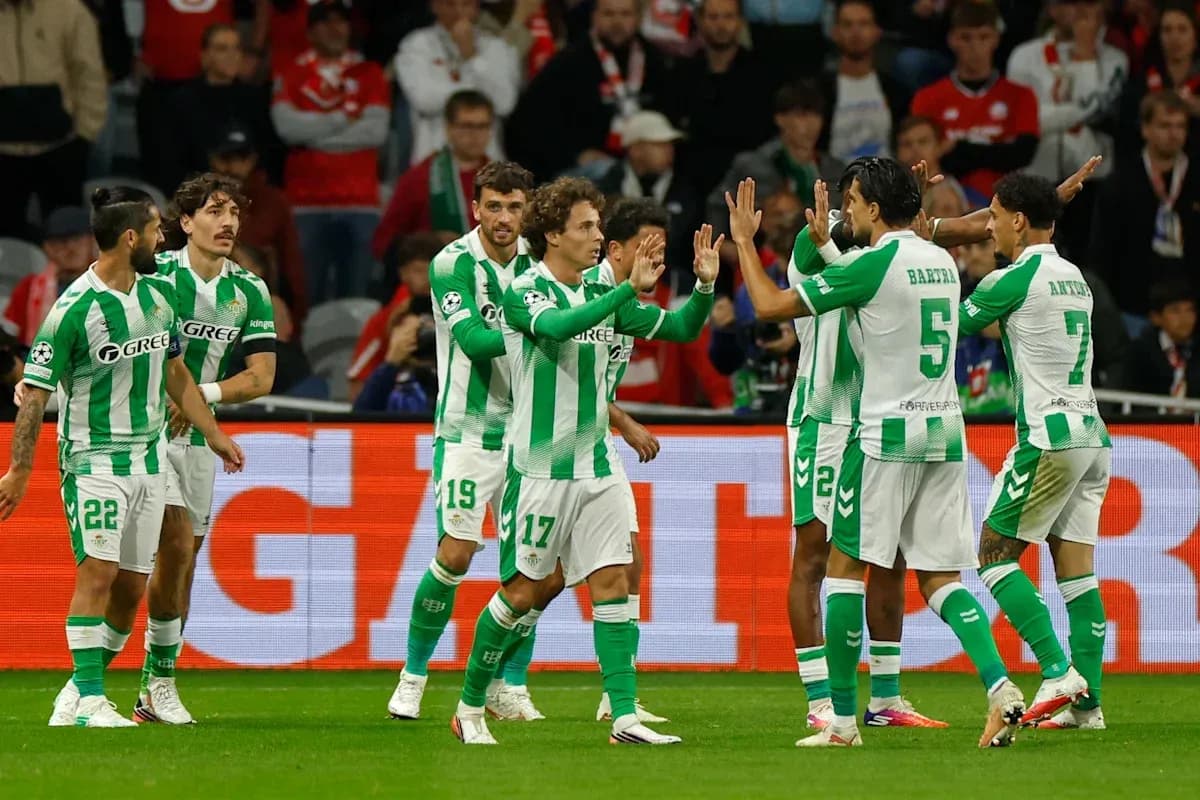 Real Betis players celebrating a goal during match