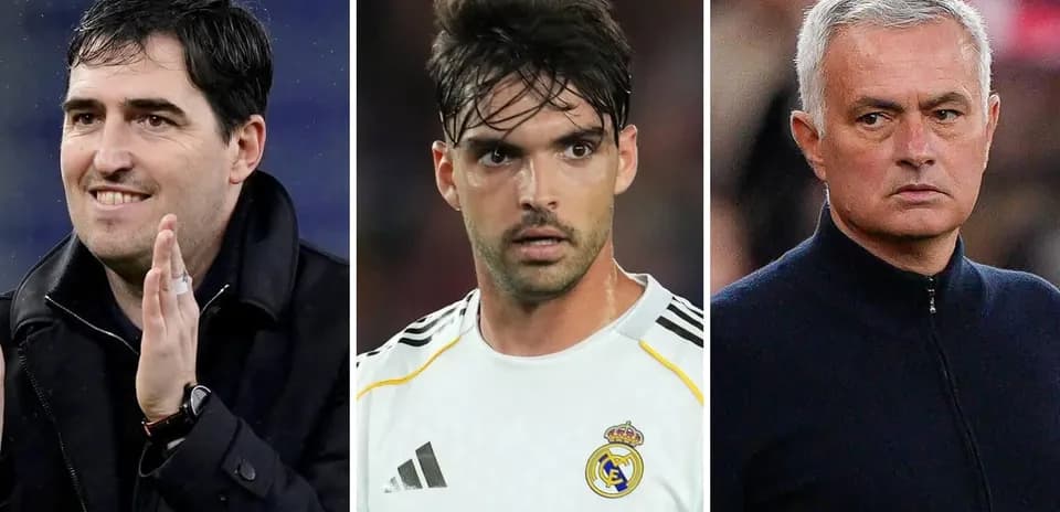 Three football figures: a coach, a player, and a manager