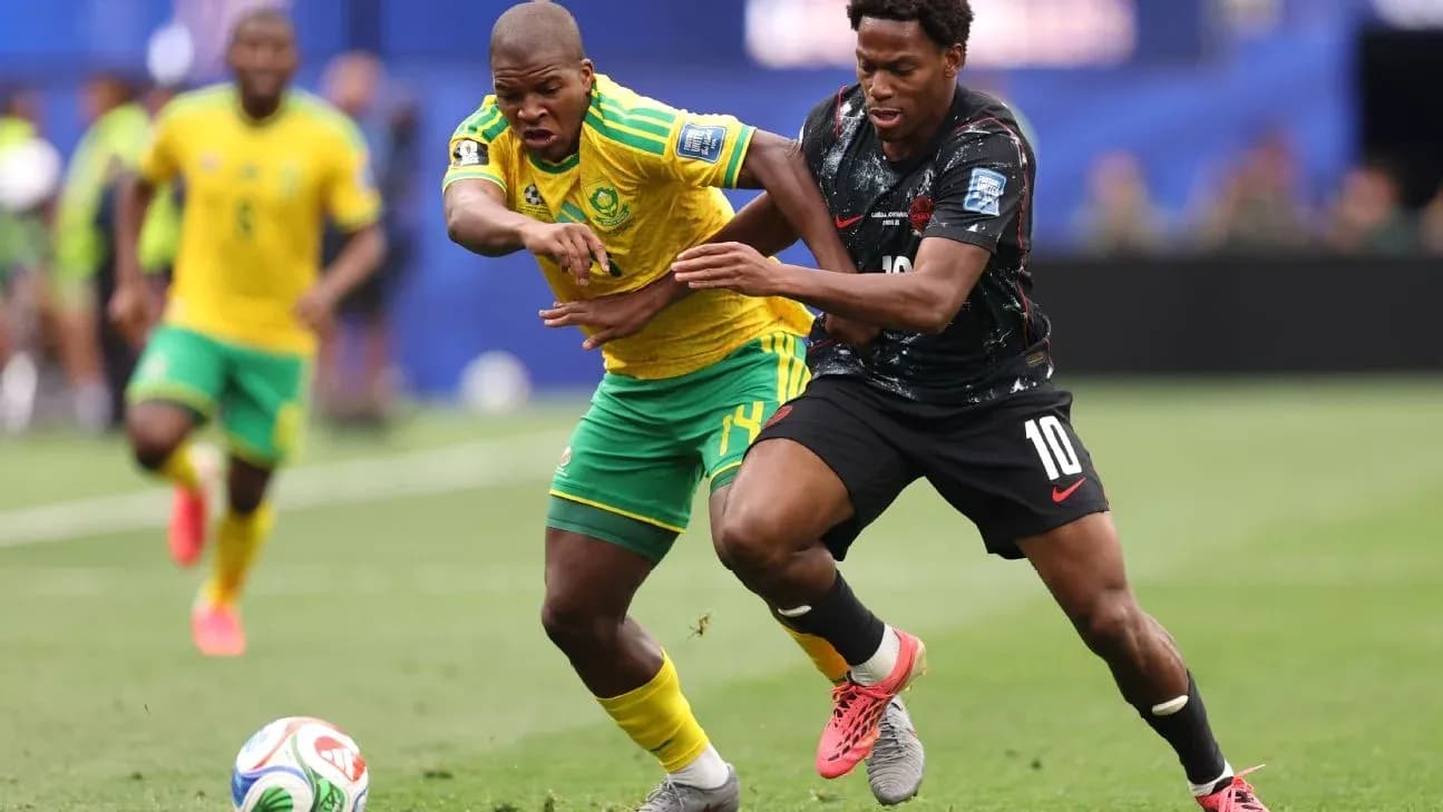 Players competing for the ball during a match