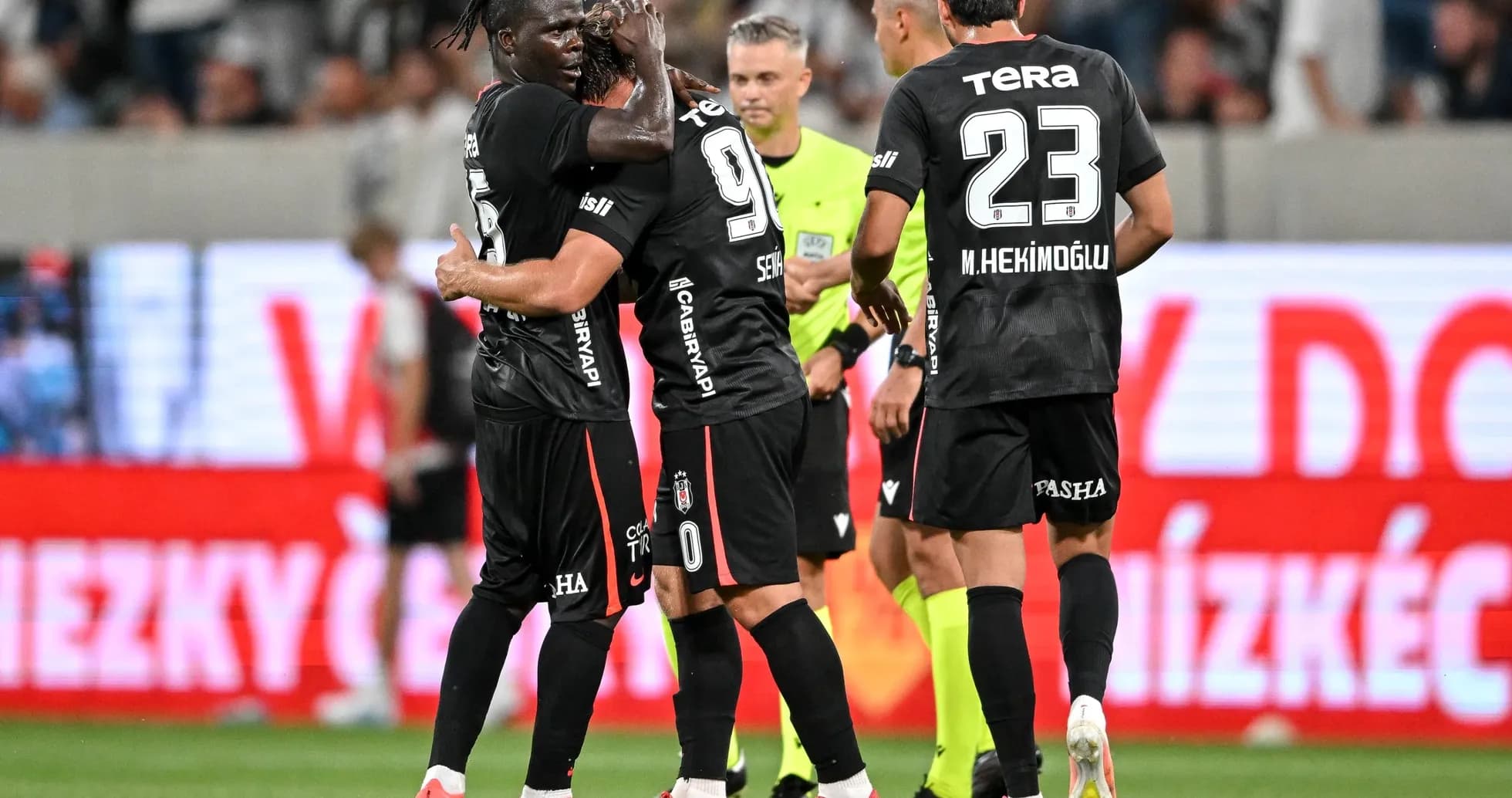 Beşiktaş players celebrating during a match