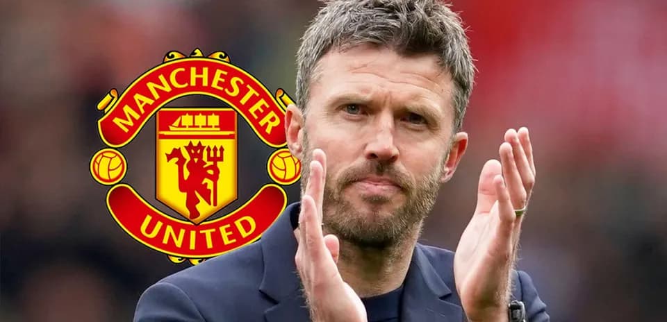 Coach applauding with Manchester United logo background