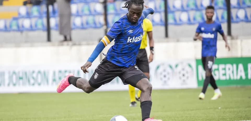 Player kicking the ball during NPFL match