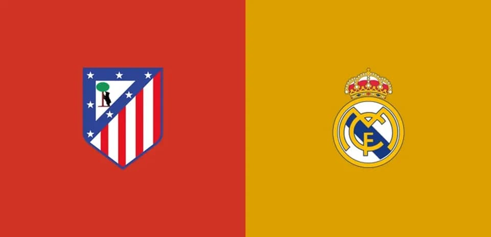 Logos of Atlético Madrid and Real Madrid