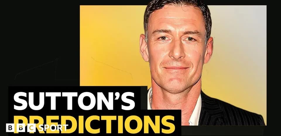 Sutton's Predictions graphic with a person's portrait