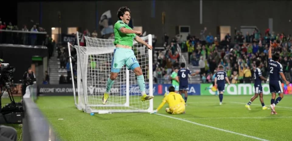 Seattle Sounders player celebrating a goal