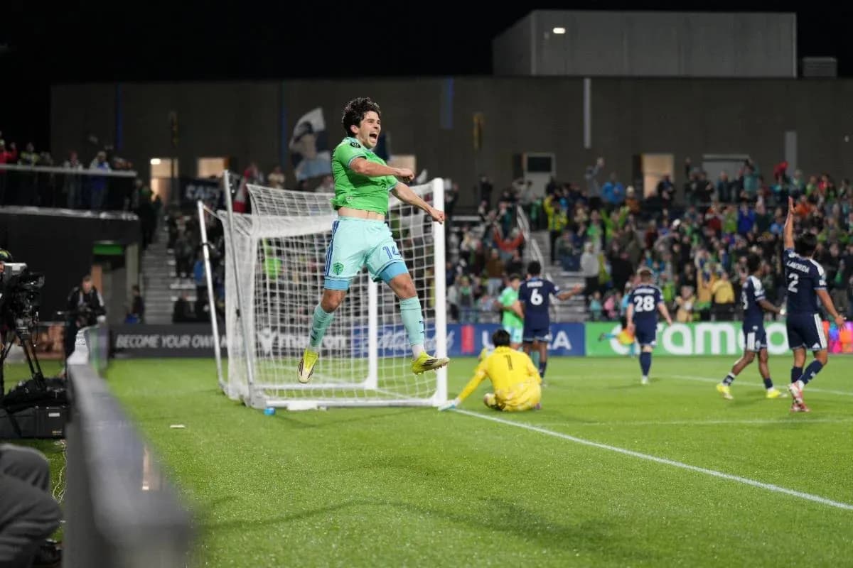 Seattle Sounders player celebrating a goal