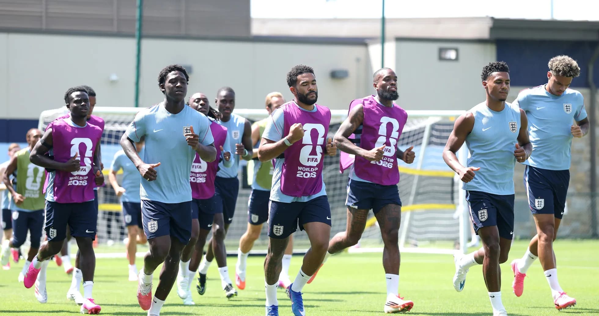 England team jogging during training session for World Cup