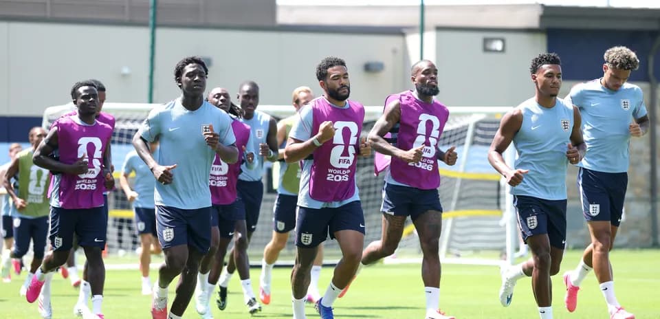 England team jogging during training session for World Cup