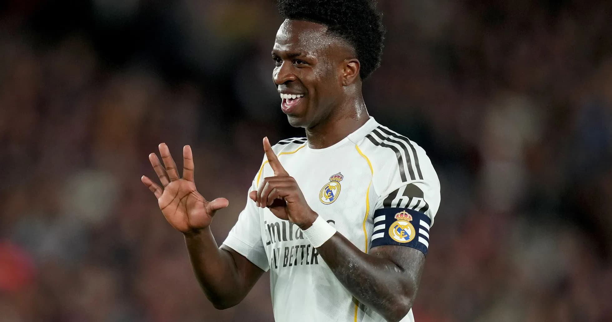 Player celebrating a goal on the field