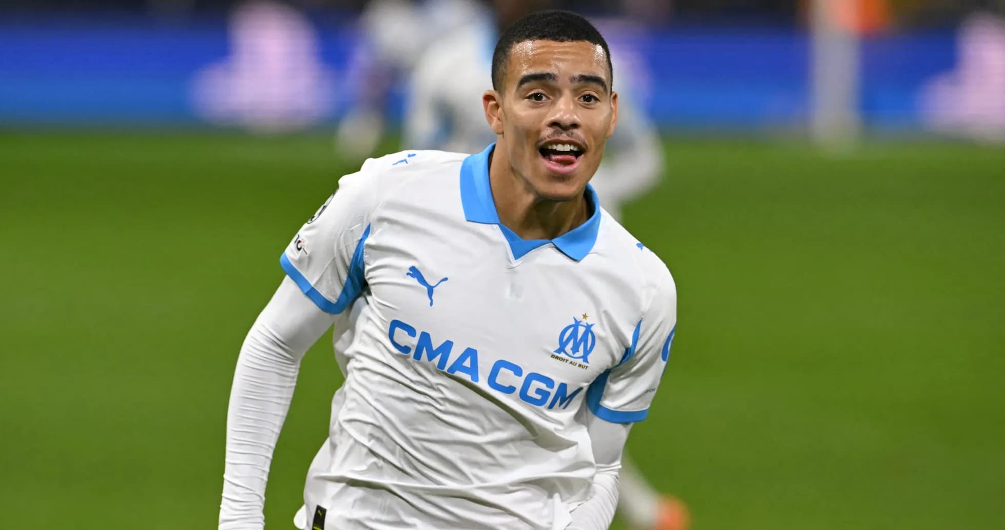 Player celebrating after scoring for Marseille