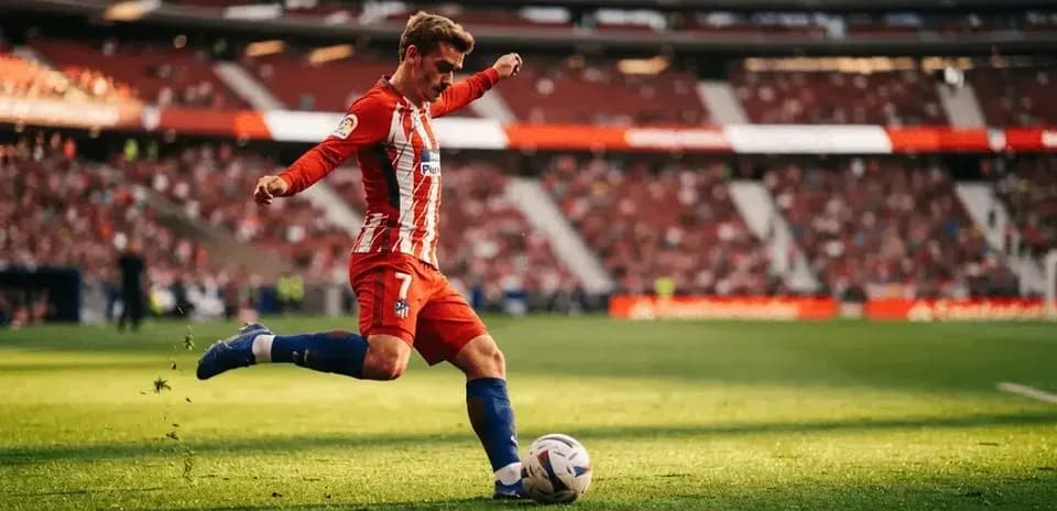 Player kicking ball on stadium field during match