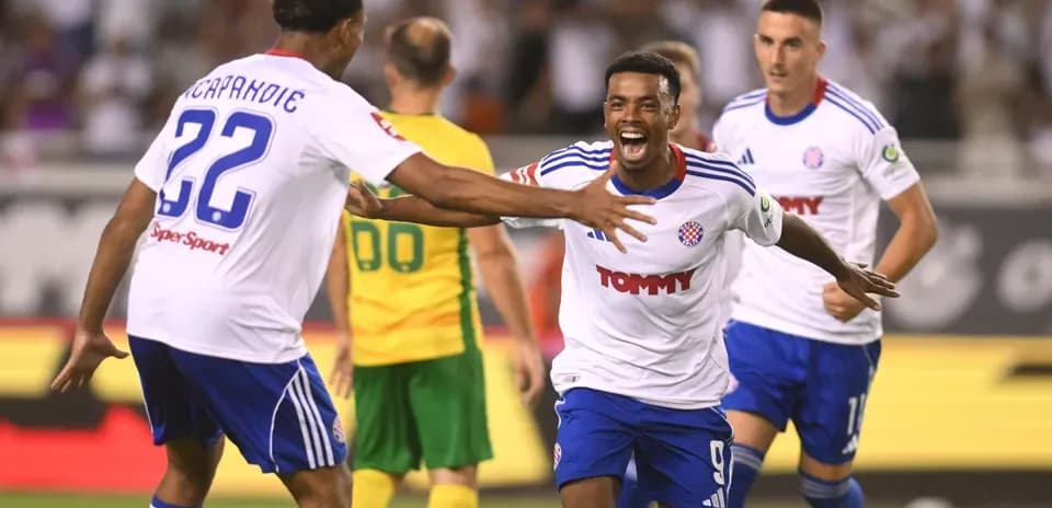 HNK Hajduk Split players celebrating a goal