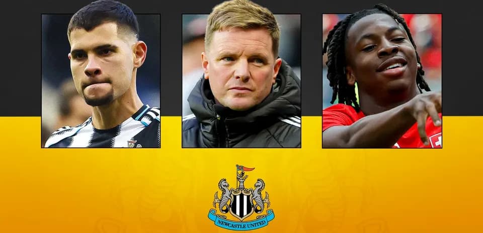 Three Newcastle United figures on a team graphic