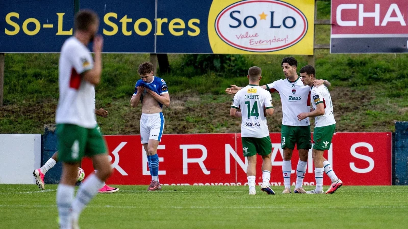 Players interacting on the field during a match