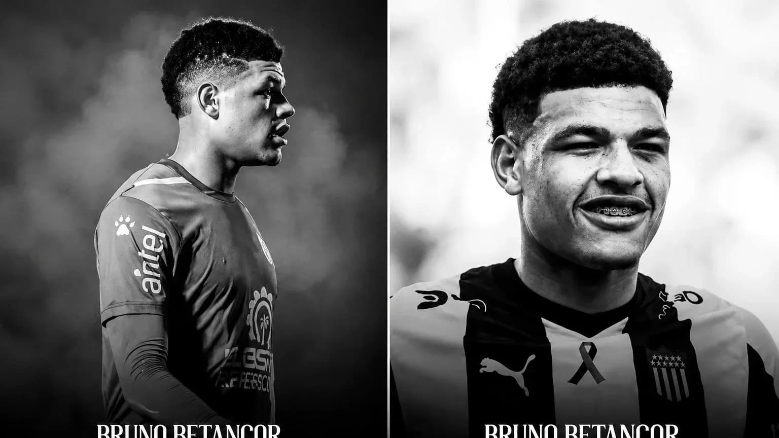 Bruno Betancor in two different football poses