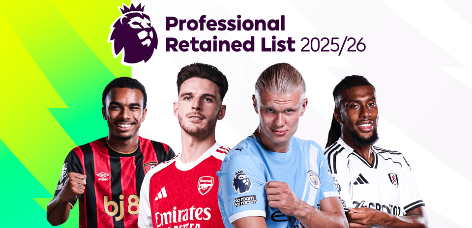 Four football players showcasing their club jerseys
