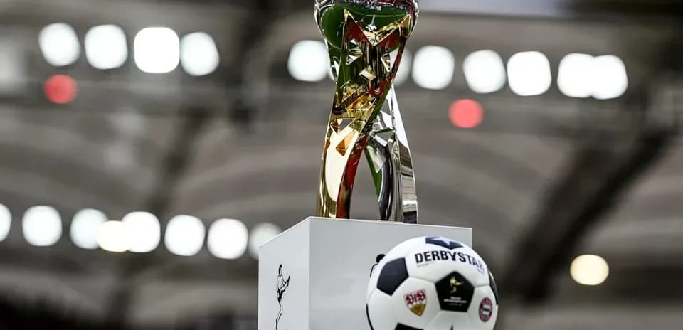 Franz Beckenbauer Supercup trophy with a football