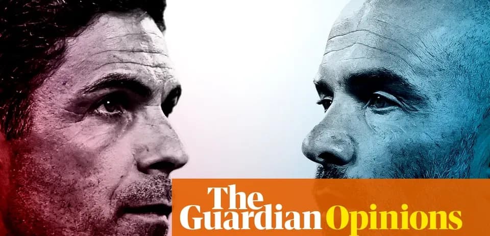 Close-up portraits of two football managers facing each other