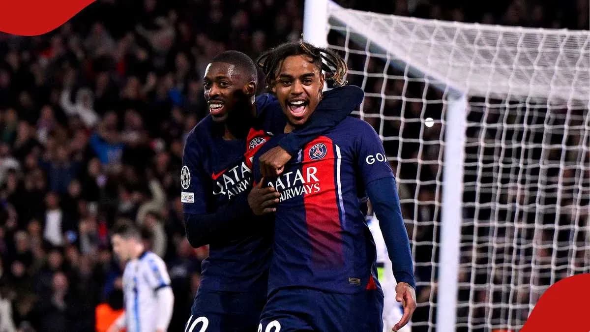PSG players celebrating a goal on the field
