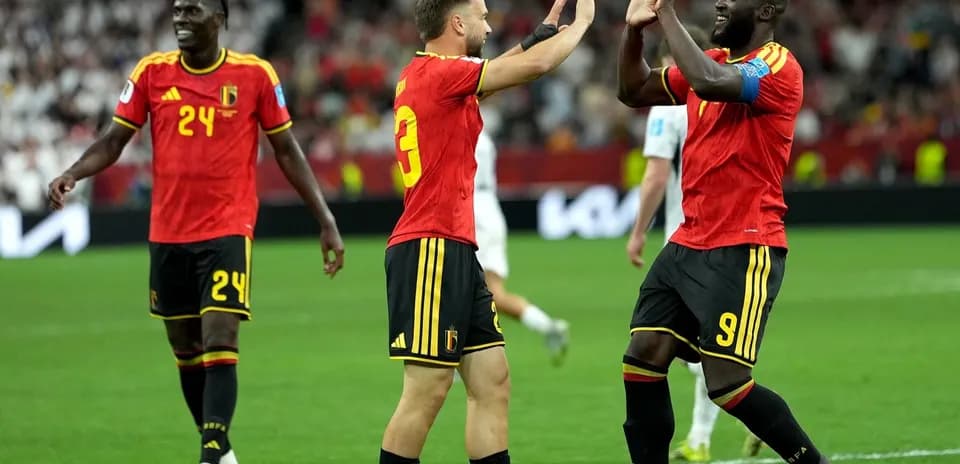 Belgian players celebrating a goal during match