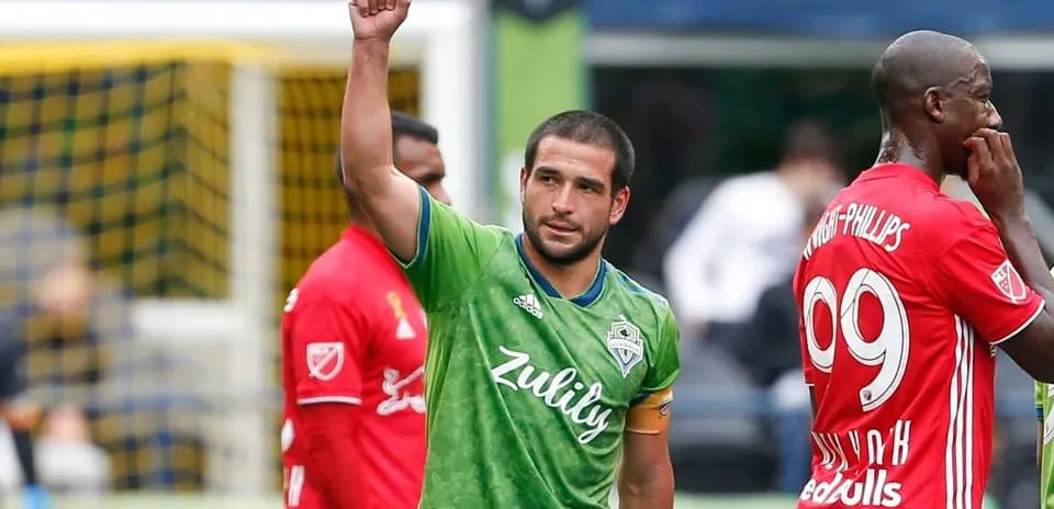 Seattle Sounders player celebrating a goal