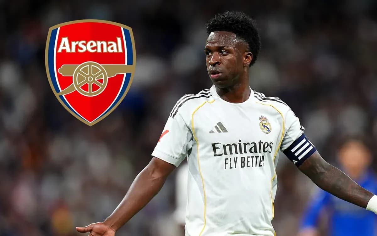 Player in Real Madrid kit with Arsenal logo