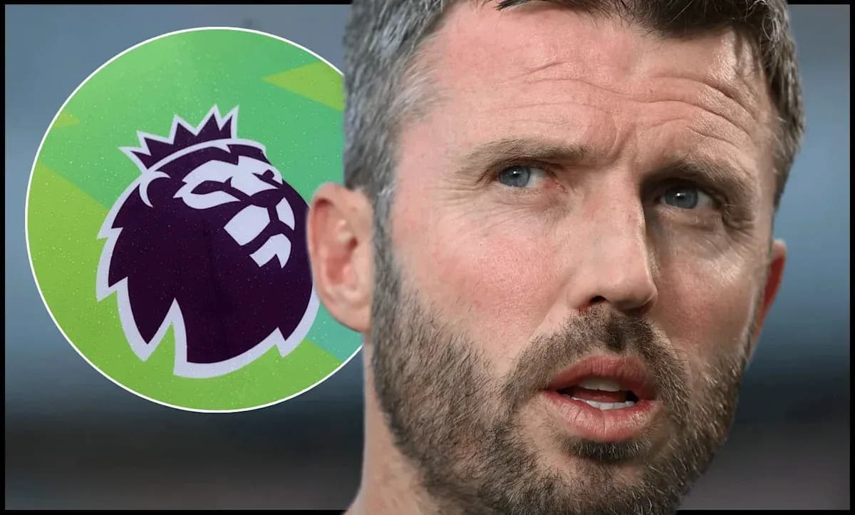 Close-up of a man with a beard and Premier League logo