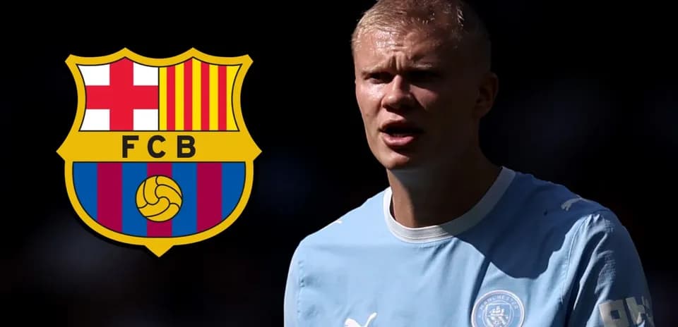 Player in Manchester City kit with Barcelona logo